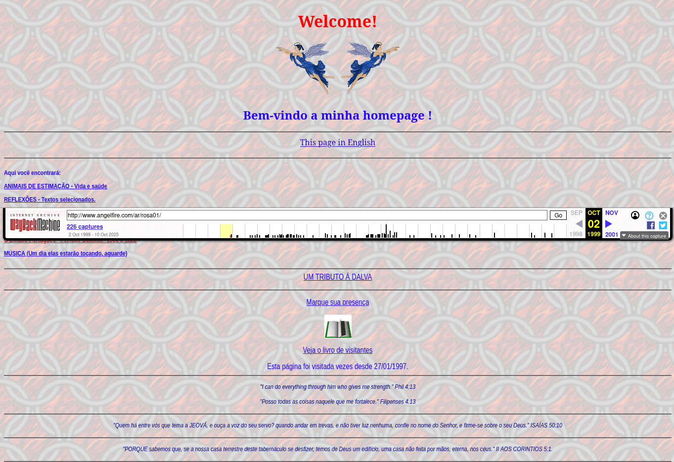 Imagem de Website Pessoal em 1999