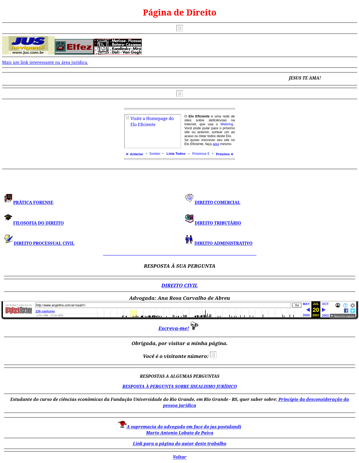 Imagem de Website Pessoal em 2001
